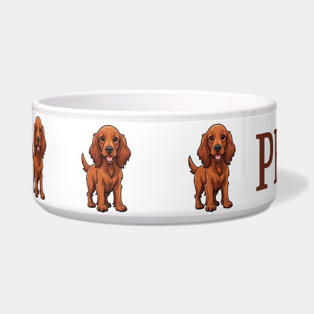 Cute Irish Setter Personalize Bowl (Left)