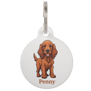 Cute Irish Setter Personalize Pet ID Tag
