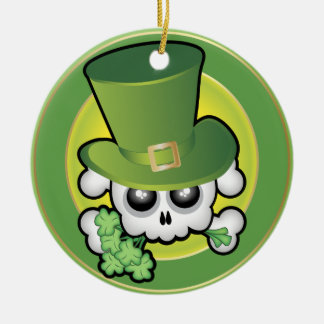 Cute Irish Skull Ceramic Ornament
