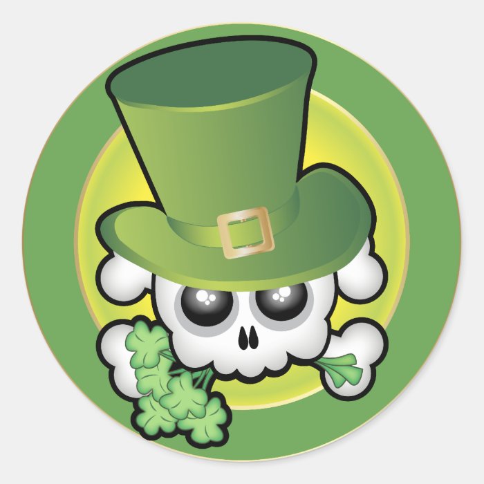 Cute Irish Skull Round Sticker