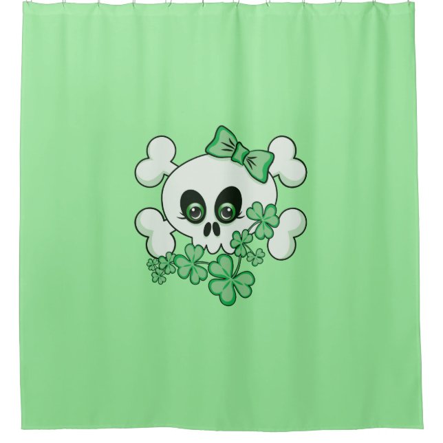 Cute Irish Skull Shower Curtain (Front)