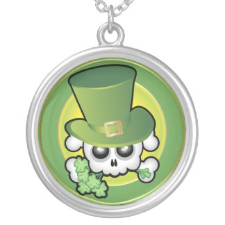 Cute Irish Skull Silver Plated Necklace
