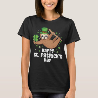 Cute Irish Sloth Hanging On Shamrock St Patricks T-Shirt