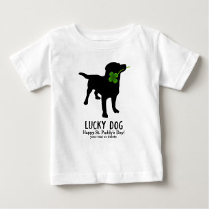 Cute Irish St. Patrick's Day Black Lab Lucky Dog Baby T-Shirt