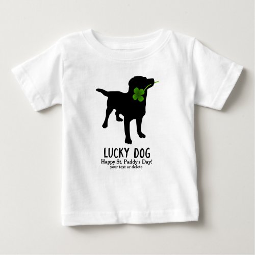 Cute Irish St Patricks Day Black Lab Lucky Dog Baby T_Shirt