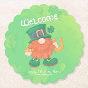 Cute Irish St. Patrick's Day Gnome Paper Coaster