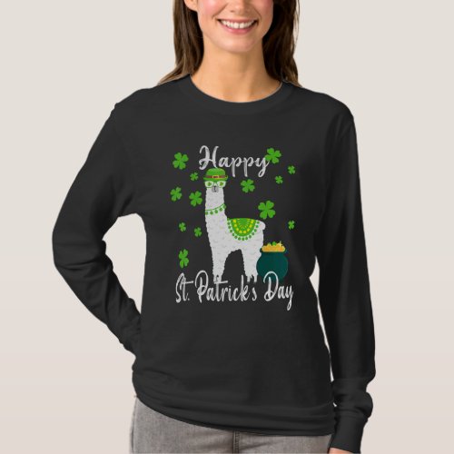 Cute Irish St Pattys Day Llama Shamrock St Patrick T_Shirt