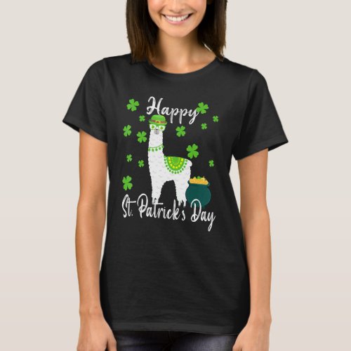 Cute Irish St Pattys Day Llama Shamrock St Patrick T_Shirt