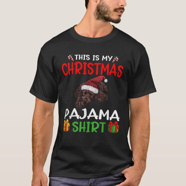 Cute Irish Water Spaniel Dog This is my Christmas  T-Shirt (Front)