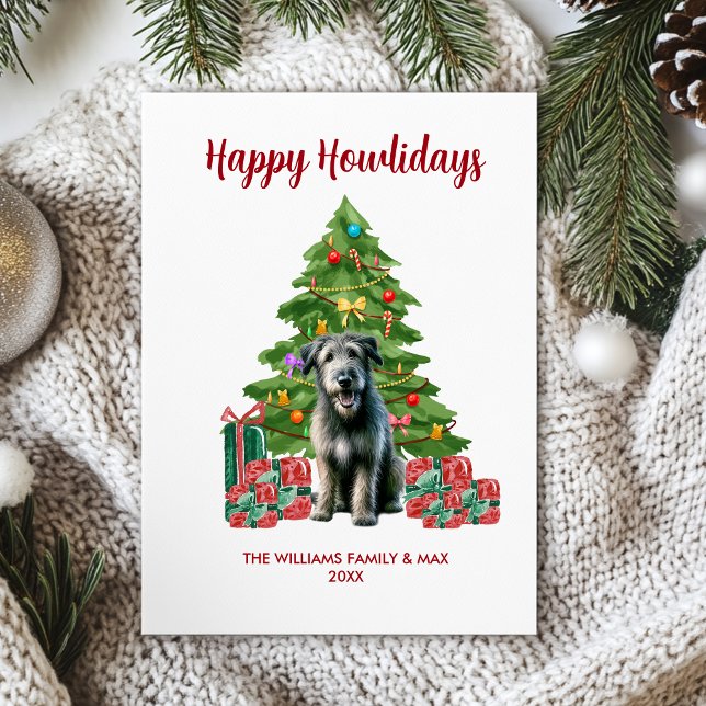 Cute Irish Wolfhound Dog Family Christmas Holiday Card (Creator Uploaded)