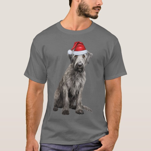 Cute Irish Wolfhound Dog Lover Funny Christmas T-Shirt (Front)