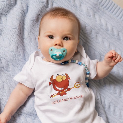 Cute is Only My Cover Red Devil Cartoon Baby Bodysuit