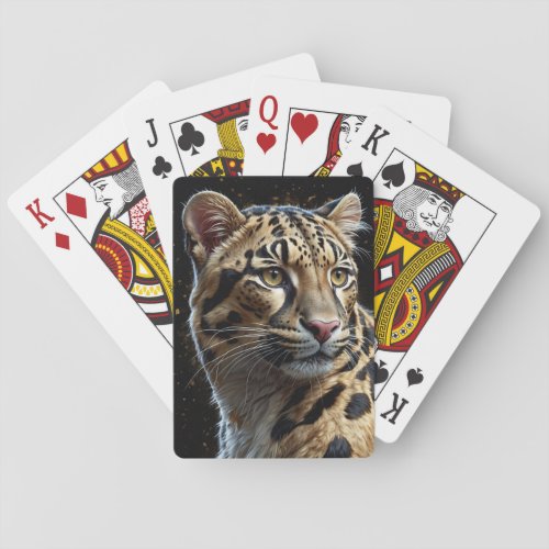 Cute isolated clouded leopard playing cards