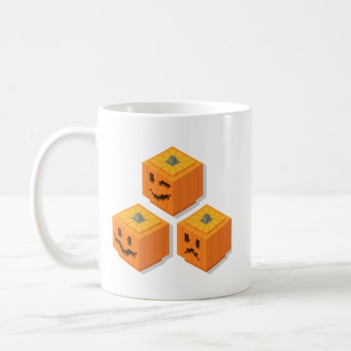 Cute Isometric Pixel Art Halloween Jack o Lanterns Coffee Mug