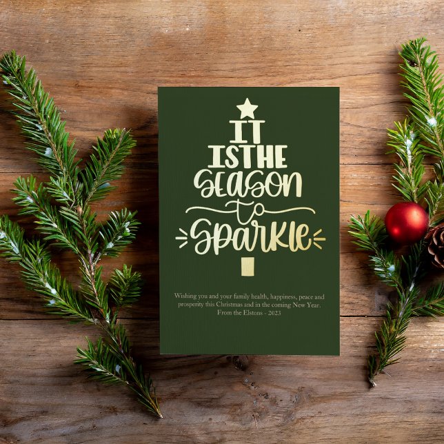 Cute It Is The Season Photo  Foil Holiday Card (Creator Uploaded)