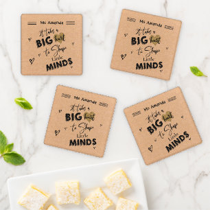 Cute It Takes Big Heart Teacher Appreciation Name Coaster Set