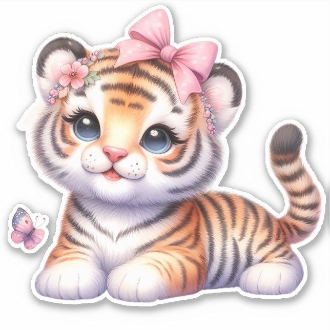 Cute It Up! Tiger Custom Cut Scrapbooking Sticker (Front)