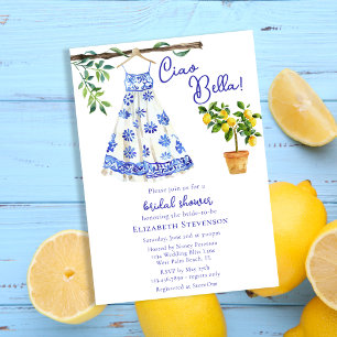 Cute Italian Blue Dress Ciao Bella Bridal Shower Invitation
