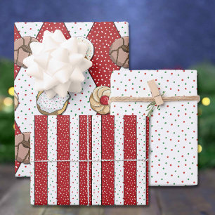 Cute Italian Christmas Cookies, Diamonds & Dots Wrapping Paper Sheets