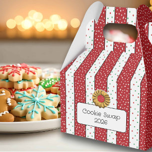 Cute Italian Cookie Swap with Stripe Pattern Favor Boxes
