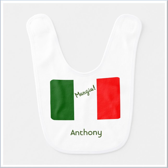 Cute Italian Flag Red Green and White  Baby Bib (Creator Uploaded)