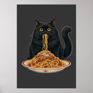 Cute Italian Food Lover Cat Design Poster