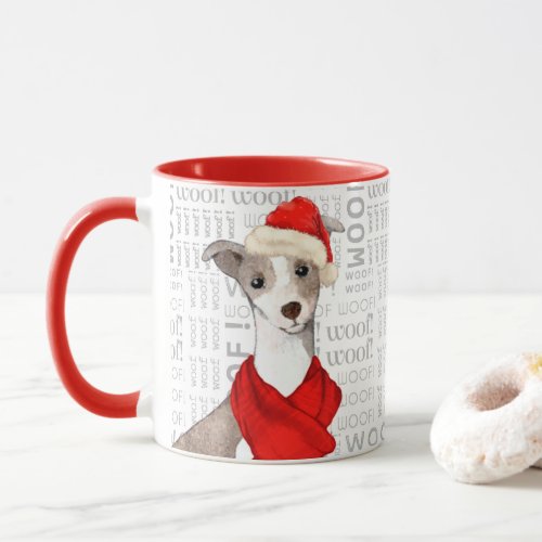 Cute Italian Greyhound Dog Christmas Themed Mug