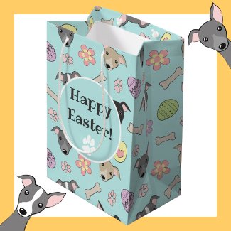 Cute Italian Greyhound Easter eggs Cartoon Pattern