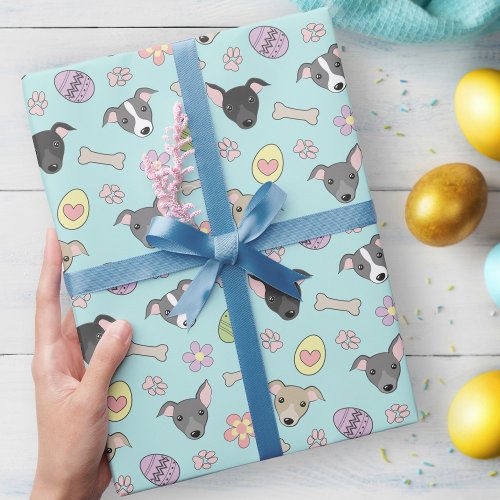 Cute Italian Greyhound Easter eggs Cartoon Pattern Wrapping Paper