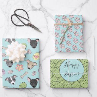 Cute Italian greyhound Easter eggs Paws Pattern