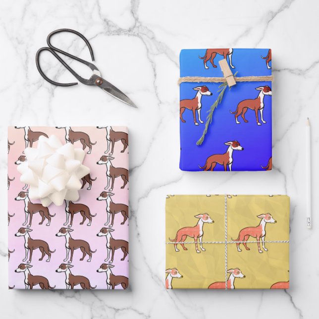 Cute Italian Greyhound Image Wrapping Paper Sheets (Front)