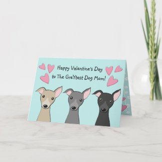 Cute Italian Greyhounds Cartoon Dog Mom Valentines