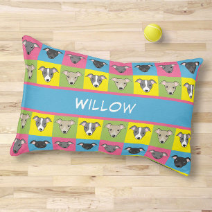 Cute Italian Greyhounds Cartoon Pop Art Dog Name Pet Bed