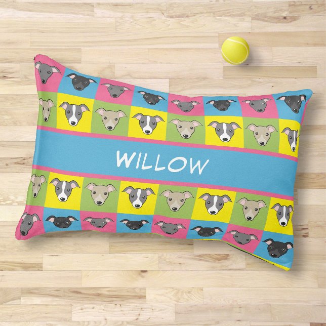 Cute Italian Greyhounds Cartoon Pop Art Dog Name Pet Bed (Creator Uploaded)