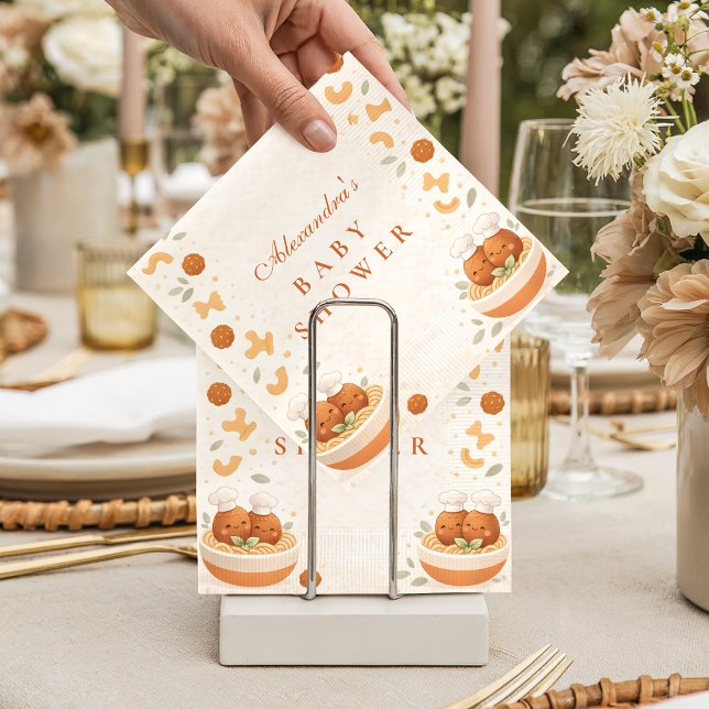 Cute Italian Little Meatball Baby Shower Napkins (Creator Uploaded)