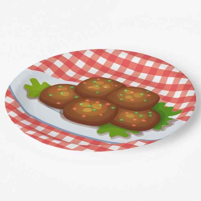 Cute Italian meatballs dinner party Paper Plates (Angled)