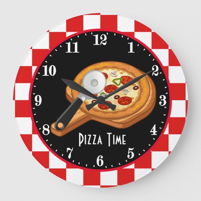 cute Italian pizza lovers decor Large Clock (Front)