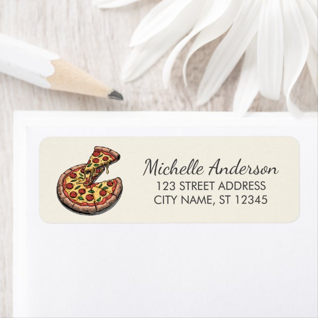 Cute Italian Pizzeria Pizza Return Address         Label (Insitu)