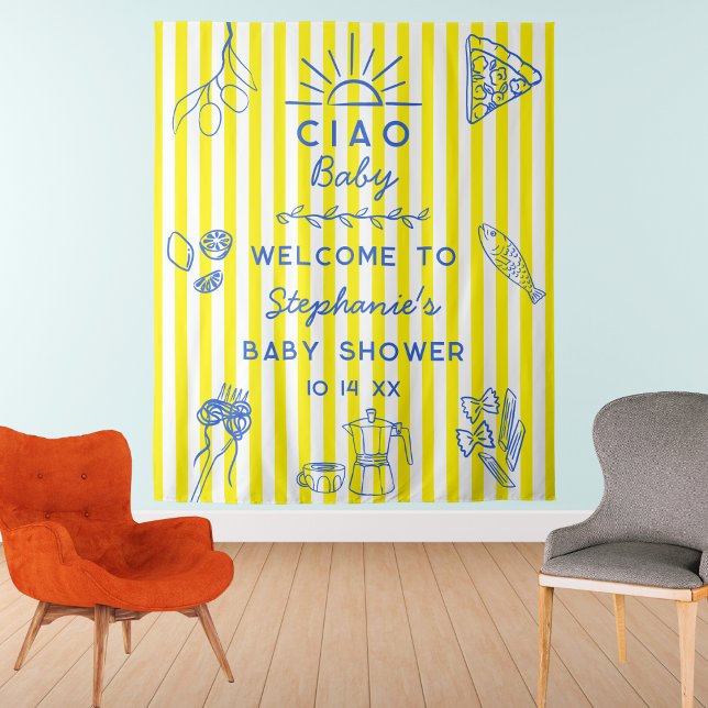 Cute Italian Themed Baby Shower Ciao Baby Backdrop (Creator Uploaded)