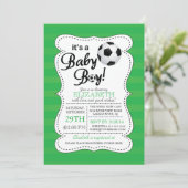 Cute It's a Baby Boy Soccer Baby Shower Invitation (Standing Front)
