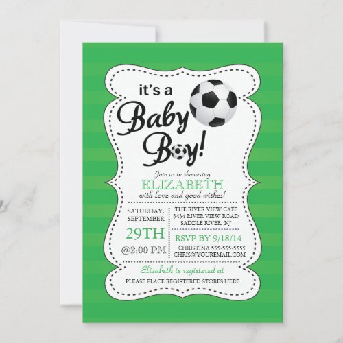 Cute Its a Baby Boy Soccer Baby Shower Invitation