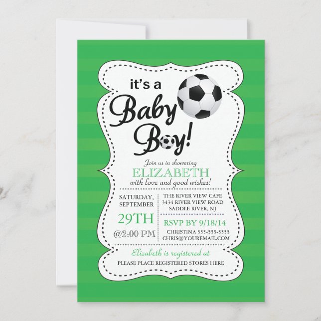 Cute It's a Baby Boy Soccer Baby Shower Invitation (Front)