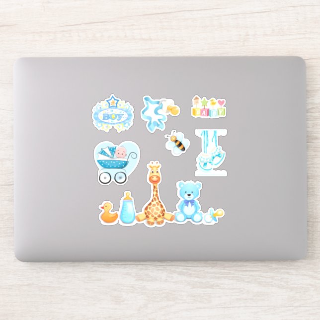 Cute Its a Boy Blue Baby Announcement Stickers, Zazzle