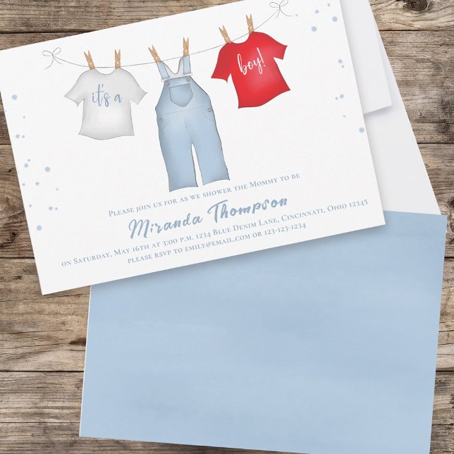 Cute It's a Boy Blue Baby Shower Custom Invitation (Creator Uploaded)