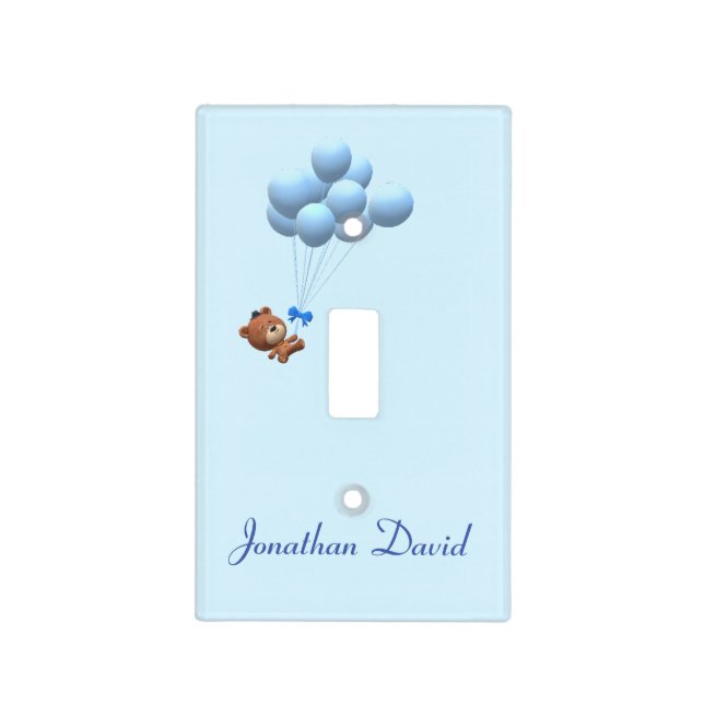 Cute It's a Boy Teddy Bear and Balloons  Light Switch Cover (Front)