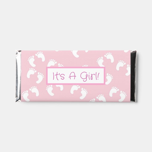Cute It's A Girl Baby Feet Hershey Bar Favors (Front)