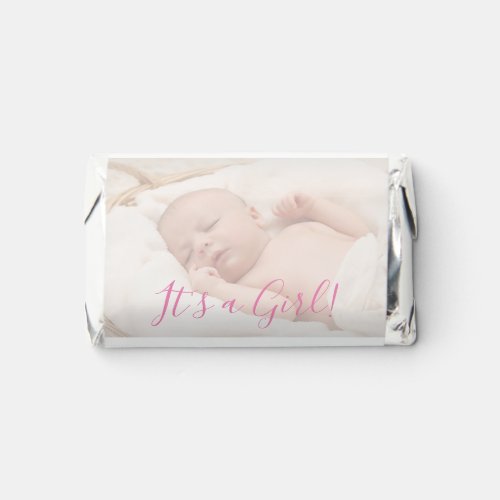 Cute Its a Girl Baby Photo Birth Announcement Hersheys Miniatures