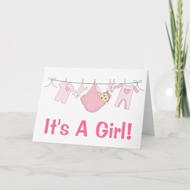 Cute It's A Girl Birthday Announcement (Front)