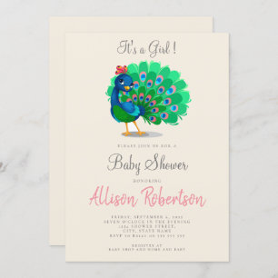 Cute It's A Girl Watercolor Baby Shower Invitation