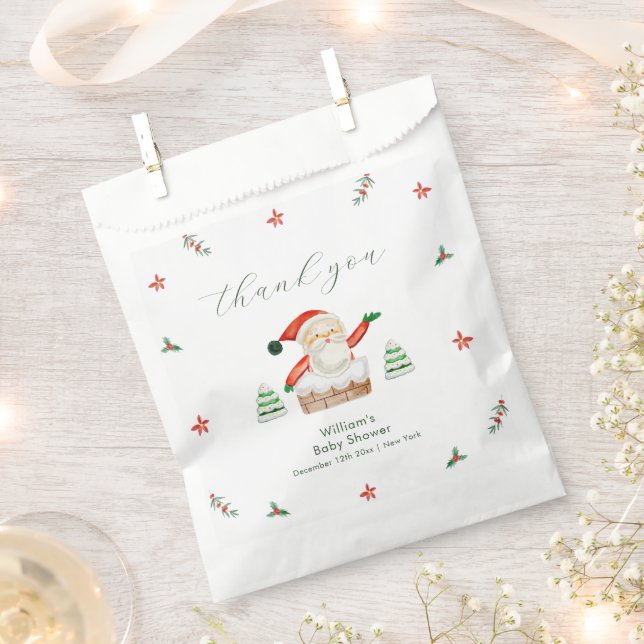 Cute It's Cold Outside Winter Santa Baby Shower  Favor Bag (Clipped)